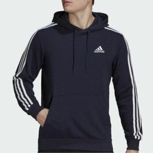 ADIDAS ESSENTIALS Men's black 3 Stripe Hoodie MEDIUM